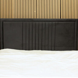 "Urban Textures - Veneto Luxury 26"" High Plush Velvet Fabric Upholstered Line Headboard - Black" - thumbnail 1