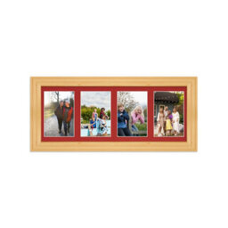 AK Frames 50X20Cm Light Oak Classic Multi Photo Frame With Crimson Mount - Holds 4 Apertures (4X) 6X4 Photos