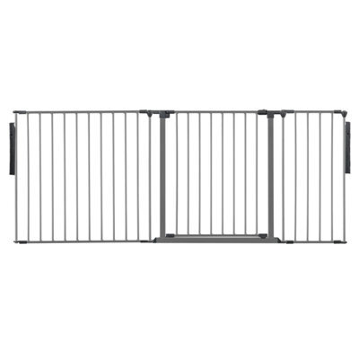 Safetots Premium Multi Panel Room Divider, Up To 187Cm Wide, Grey, 70Cm Tall, Flexible Barrier With Door For Baby And Toddler - image 1