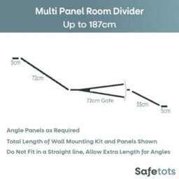 Safetots Premium Multi Panel Room Divider, Up To 187Cm Wide, Grey, 70Cm Tall, Flexible Barrier With Door For Baby And Toddler - thumbnail 3
