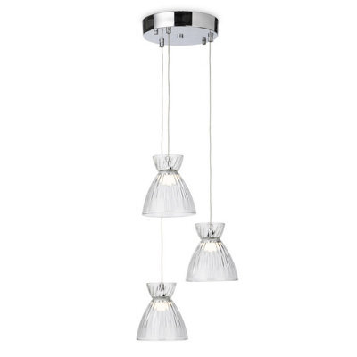Luminosa Lighting Luminosa Royale 3 Light Cluster Chrome With Clear Decorative Glass 3Xled 993Lm 3000K