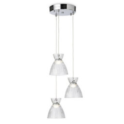 Luminosa Lighting Luminosa Royale 3 Light Cluster Chrome With Clear Decorative Glass 3Xled 993Lm 3000K
