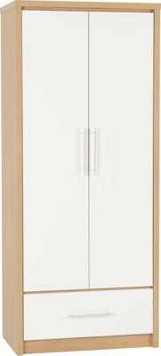 Seconique Seville Oak And White Finish 2 Door Wardrobe - image 1