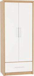 Seconique Seville Oak And White Finish 2 Door Wardrobe
