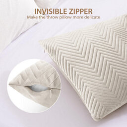 Ameha Beige Embossed Velvet Cushion Cover Pack Of 4, Soft Anti Allergic Zip Closure, 18X18 Inch - thumbnail 6