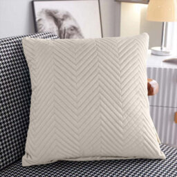 Ameha Beige Embossed Velvet Cushion Cover Pack Of 4, Soft Anti Allergic Zip Closure, 18X18 Inch - thumbnail 8