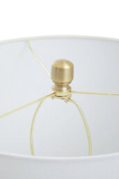 Orsina Black Marble And Gold Table Lamp, Drum Ivory Shade With Brushed Metal Finish, Contemporary Bedside Light - thumbnail 2