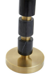 Orsina Black Marble And Gold Table Lamp, Drum Ivory Shade With Brushed Metal Finish, Contemporary Bedside Light - thumbnail 4