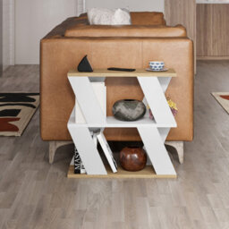 Decortie Lazena Modern 3-Tier Slim Side Coffee Table 60Cm Multipurpose Oak, White Living Room H 55Cm - thumbnail 3