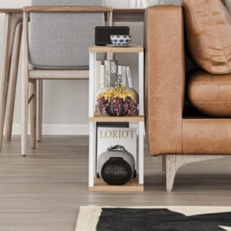 Decortie Lazena Modern 3-Tier Slim Side Coffee Table 60Cm Multipurpose Oak, White Living Room H 55Cm - thumbnail 5