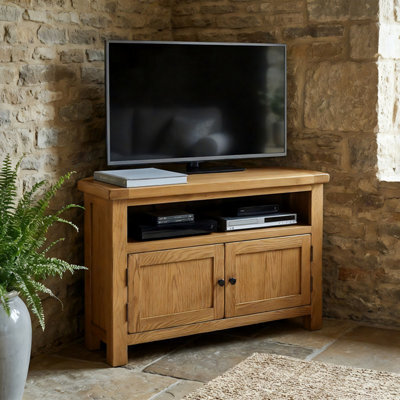 The Furniture Market Rustic Oak Corner Tv Unit Up To 50 Tv Size - image 1