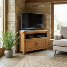 The Furniture Market Rustic Oak Corner Tv Unit Up To 50 Tv Size - thumbnail 4