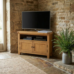 The Furniture Market Rustic Oak Corner Tv Unit Up To 50 Tv Size - thumbnail 2