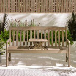 Furniturebox Lox Wooden Garden Bench - 2 Seater Outdoor Bench & Pop-Up Wood Table, Picnic Garden Bench, Garden Seating Bench - thumbnail 4