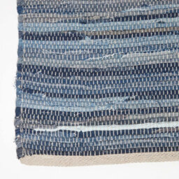 Homescapes Blue Denim Handwoven Striped Chindi Rug, 70 X 120 Cm - thumbnail 3