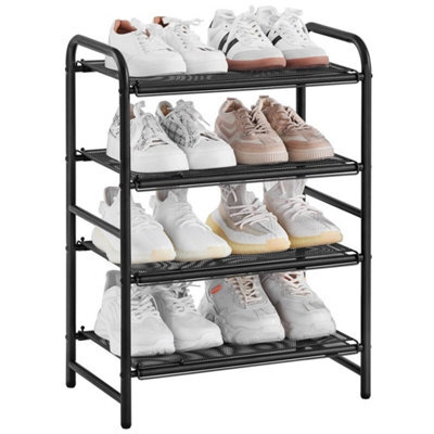 Black Expandable 4-Tier Iron Mesh Wire Shoe Rack Ventilated Entryway Organizer - image 1