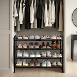 Black Expandable 4-Tier Iron Mesh Wire Shoe Rack Ventilated Entryway Organizer - thumbnail 6