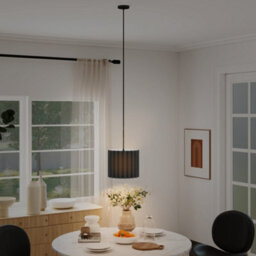 Homcom Linen Pendant Light, E27 Lampshade For Living Room, Bedroom, Black - thumbnail 2