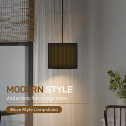 Homcom Linen Pendant Light, E27 Lampshade For Living Room, Bedroom, Black - thumbnail 4