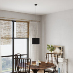 Homcom Linen Pendant Light, E27 Lampshade For Living Room, Bedroom, Black - thumbnail 9