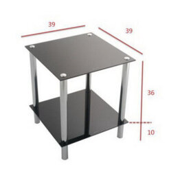 Aspect Furniture Matrix 2-Tier Glass Shelving Rack/side Table-Black - thumbnail 5