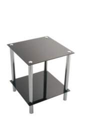 Aspect Furniture Matrix 2-Tier Glass Shelving Rack/side Table-Black - thumbnail 2