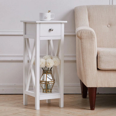 Plant Side Table Telephone Nightstand Wooden End Table W/ Drawer & Storage Shelf - image 1