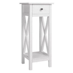 Plant Side Table Telephone Nightstand Wooden End Table W/ Drawer & Storage Shelf - thumbnail 3