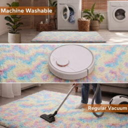 Oxford Homeware Shaggy Rug Anti-Slip Washable Soft Fluffy Living Room And Bedroom Rug (Rainbow, 120X170Cm) - thumbnail 5