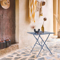 Sweeek - Folding Metal Bistro Garden Table 70 X 70Cm 2-Seater Emilia 70X70Cm Grey Blue 70X70X71 Cm - thumbnail 2
