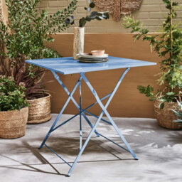Sweeek - Folding Metal Bistro Garden Table 70 X 70Cm 2-Seater Emilia 70X70Cm Grey Blue 70X70X71 Cm - thumbnail 1