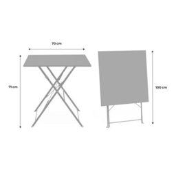 Sweeek - Folding Metal Bistro Garden Table 70 X 70Cm 2-Seater Emilia 70X70Cm Grey Blue 70X70X71 Cm - thumbnail 6