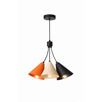 Luminosa Lighting Luminosa Sora Cluster Pendant Ceiling Light Orange, Beige, Black 3X E27 - image 1