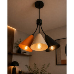 Luminosa Lighting Luminosa Sora Cluster Pendant Ceiling Light Orange, Beige, Black 3X E27 - thumbnail 3