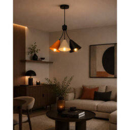 Luminosa Lighting Luminosa Sora Cluster Pendant Ceiling Light Orange, Beige, Black 3X E27 - thumbnail 2