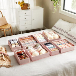 Songmics Set Of 8 Underwear Drawer Organisers, Drawer Dividers, Foldable, For Bras Undies Socks Ties - thumbnail 6