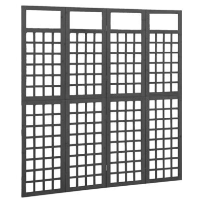 Berkfield Durable 4-Panel Room Divider/trellis Solid Fir Wood Black 161X180 Cm - image 1