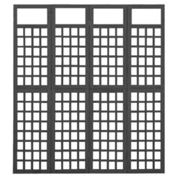Berkfield Durable 4-Panel Room Divider/trellis Solid Fir Wood Black 161X180 Cm - thumbnail 3