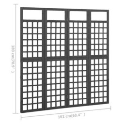 Berkfield Durable 4-Panel Room Divider/trellis Solid Fir Wood Black 161X180 Cm - thumbnail 6