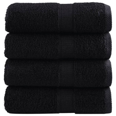 Berkfield Premium Wash Towels Solund 4 Pcs Black 30X30 Cm 600 Gsm - image 1