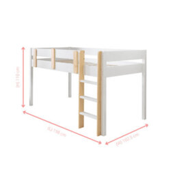 Nöa & Nani Una Midsleeper Kids Solid Wood Cabin Bed & Tent In Classic White - thumbnail 7