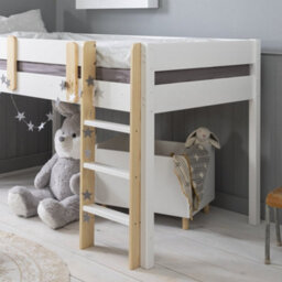 Nöa & Nani Una Midsleeper Kids Solid Wood Cabin Bed & Tent In Classic White - thumbnail 5