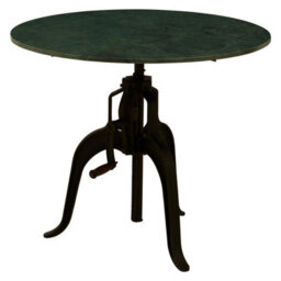 Orsina Three Leg Small Green Marble Iron Table, Industrial-Style Black Finish Metal Table, Functional Side Table - thumbnail 3
