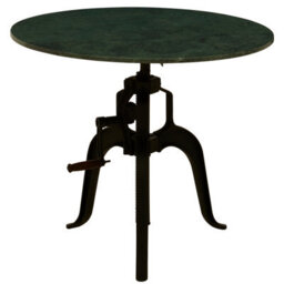 Orsina Three Leg Small Green Marble Iron Table, Industrial-Style Black Finish Metal Table, Functional Side Table - thumbnail 2