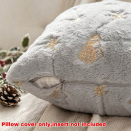 Amorly 2Pcs 18X18In Christmas Tree Cushion Covers, Grey Throw Pillow Cases With Gold Glitter Snowflake, Not Included For Sofa Bed Decor - thumbnail 5