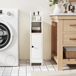 Gainoom Bathroom White Storage Cabinet Small Corner Floor Cabinet With Door - thumbnail 4