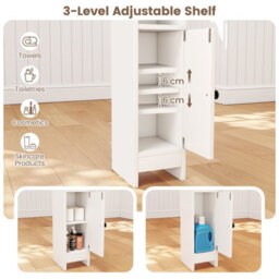 Gainoom Bathroom White Storage Cabinet Small Corner Floor Cabinet With Door - thumbnail 6