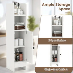 Gainoom Bathroom White Storage Cabinet Small Corner Floor Cabinet With Door - thumbnail 7