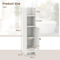 Gainoom Bathroom White Storage Cabinet Small Corner Floor Cabinet With Door - thumbnail 2