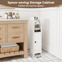 Gainoom Bathroom White Storage Cabinet Small Corner Floor Cabinet With Door - thumbnail 8